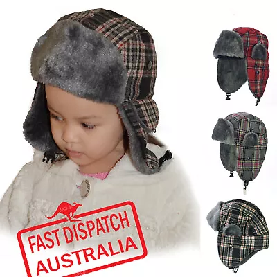 Kids Boy Toddler Faux Fur Ear Flap Aviator Winter Skiing Russian Cap Trooper Hat • $12.95