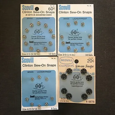 Vintage Scovill Clinton Sew-on Snaps 38 Sets In Assorted Sizes Silver & Black • $4.88