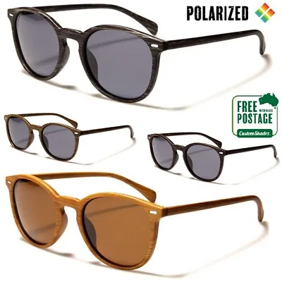 $19.95 • Buy Polarised Sunglasses - Mens / Womens - Round Frame - Wood Grain Print- Polarized