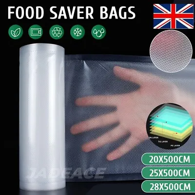 Food Vacuum Sealer Rolls Bags Vaccum Food Storage Saver Seal Bag Pack Embossed • £3.99