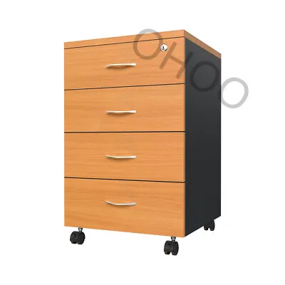 4 Drawer Mobile Pedestal Lock Desk Cabinet Office Furniture Office Desk Drawers • $209.99
