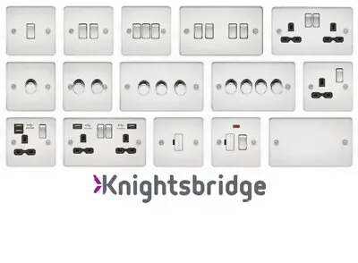 £12.95 • Buy Knightsbridge Flatplate Light Switches Dimmers & Sockets Polished Chrome Range