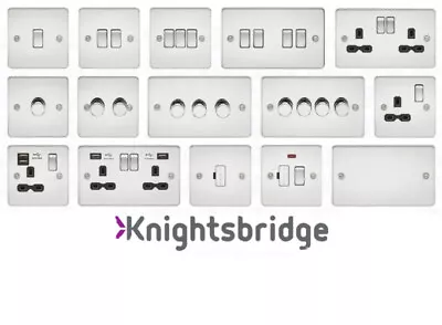 £12.95 • Buy Knightsbridge Flatplate Light Switches Dimmers & Sockets Polished Chrome Range