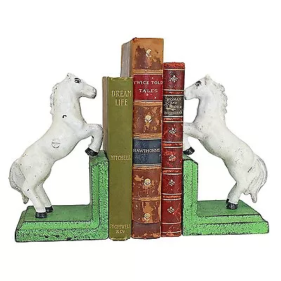 SP1456 - Majestic Stallion Horse Cast Iron Sculptural Bookend Pair • $64.99