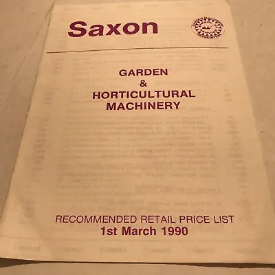 Saxon Garden Machinery Mowers Original 1990 Price List • £9
