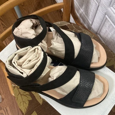 Romika Borneo Gladiator Black Leather Sandals Shoes NIB Comfort Walking EU SZ 38 • £55.62