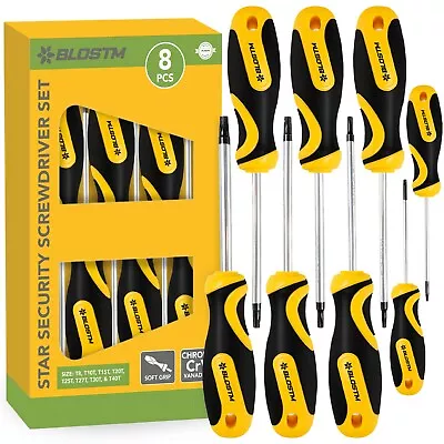 BLOSTM 8 Piece Star Security Screwdriver Set Tamperproof T8-T40 Steel DIY TORX • £10.49