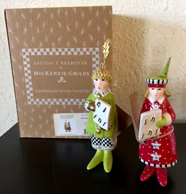 Mackenzie Childs Patience Brewster HOLIDAY CAROLERS Salt Pepper Shakers NEW/Box • $49