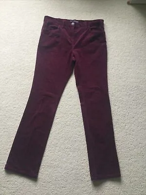 Marks And Spencer Velvet Slim Leg Trousers Size 12 Colour Berry  • £6
