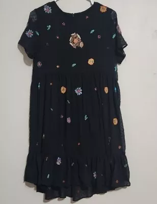 Zara Collection Dress Little Girls Black Floral Dress Sz 13/14 • $25