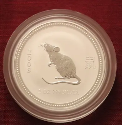 2008 (2007) Lunar Year Of The Rat Mouse Perth 0.999 Silver Coin 2-oz Series I • $159.99