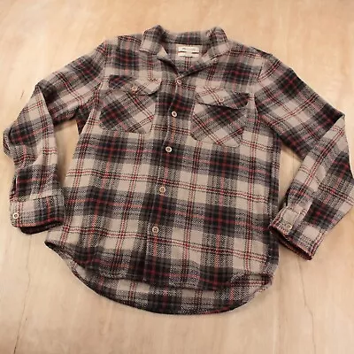 MADEWELL Easy Fit Herringbone Plaid Flannel Camp Shirt EXTRA SMALL XS J Crew • $29