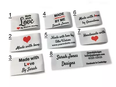 Handmade Personalised Sew In Craft Business Labels Fabric Satin Ribbon In White • £9.99