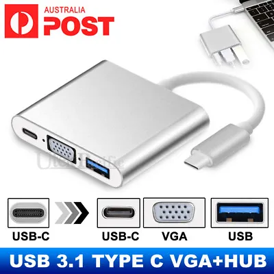 $15.95 • Buy USB 3.1 Type C To VGA USB 3.0 USB-C Multiport Charging HUB Converter Adapter AU