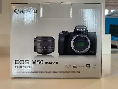 Canon EOS M50 Mark II 24.1MP Mirrorless Digital Camera - Black (EF-M 15-45mm... • £449.99