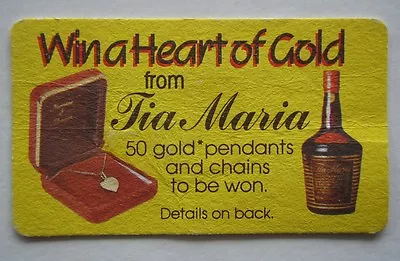 TIA MARIA WIN A HEART OF GOLD C1985 COASTER • $4.99