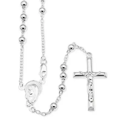 Bright Sterling Silver Rosary Necklace Madonna • $47.99