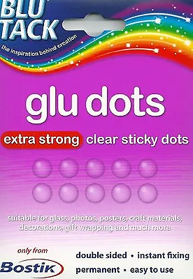 £2.39 • Buy Blu Tak Glu Dots Clear Double Sided Sticky Dots 64 BOSTIK Tack  Extra Strong