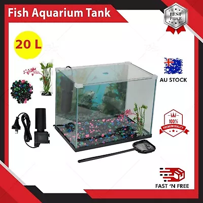 20 Litre Fish Aquarium Tank Starter Kit Pack With Accessories And Free Shipping. • $48