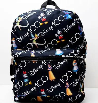 Disney Mickey & Friends Backpack 16  All Over Print 100 Aniversary Tinkerbell • $17.99