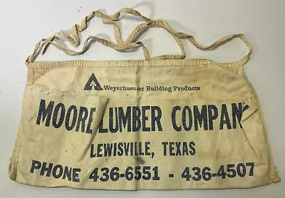 Vintage Moore Lumber Co. Lewisville TX. Old Texas Advertising Cloth Nail Apron • $36