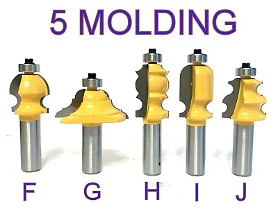 5 Pc 1/2  Shank Architectural Specialty Molding 2 Router Bit Set S • $48