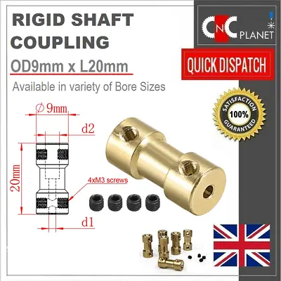 Rigid Shaft Coupling Coupler Motor Joint Connector RC Boat Metal Brass Finish UK • £3.95