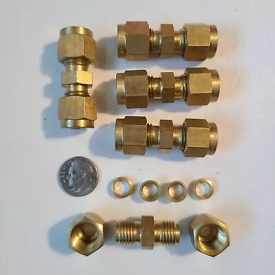 Five (5) BI-LOK 1/4  X 1/4  OD Tube Compression Fitting BRASS Swagelok Connector • $18