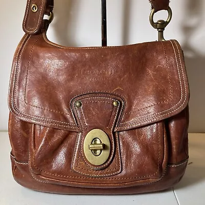 RARE COACH Cognac Leather Sling Bag | no. J0669-10325 Turnlock Legacy Vintage • £180.71