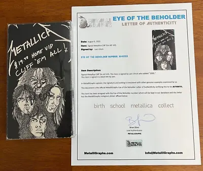 Signed Metallica Lars Ulrich Cliff Em All VHS 100% Authentic W Metalligraphs COA • $139.99