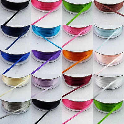 20 COLOR 2mm RatTail Satin Cord Pull Rope Rayon Craft Tie Bow BUY 2 4 8/10m  727 • £4.50