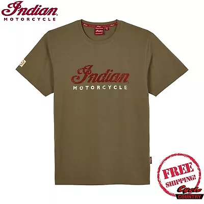 Genuine Indian Motorcycle Men's 2 Color Script T-shirt Khaki Free Shipping 2023 • $34.99