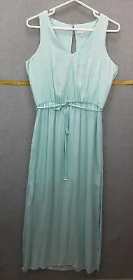 Witchery Size 10 Soft Teal Blue Sleeveless V-neck Side Split Maxi Dress • $39
