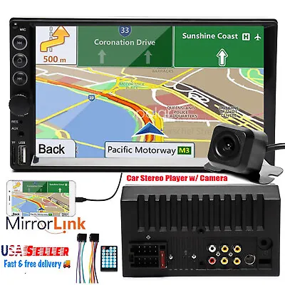 Car Stereo 7 + Backup Camera Touch Screen Double 2Din Player Mirror Link For GPS • $64.72
