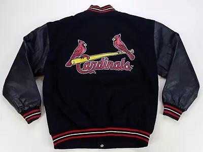 Rare VTG JH DESIGN St. Louis Cardinals Wool Leather Reversible Jacket 2000s XL • $119.99