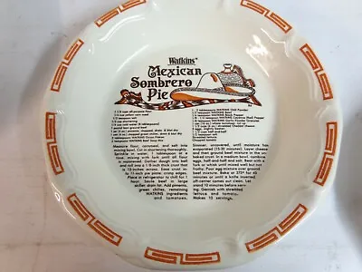 Vtg 1983 Watkins Mexican Sombrero Pie Plate/Baking Pan - 10 1/2  - Recipe • $14.99