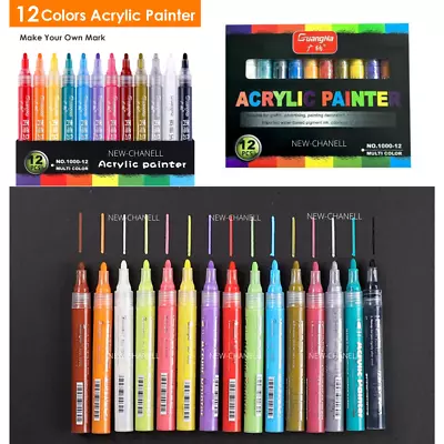 Waterproof Acrylic Paint Pens Rock Painting Art Markers For All Surface 12 Set • £8.99