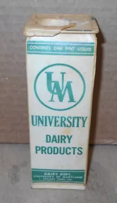 Vintage Dairy Dept. College Park MD. Pint Wax Milk Carton University Maryland • $24