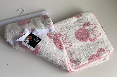 Disney Minnie Mouse Blanket White Pink Super Soft Throw 50  X 60” Reversible NEW • $55