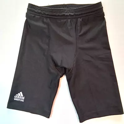 Adidas Adult Compression Shorts Wrestling Boxing Black Sz Small S • $12.99