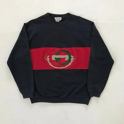 Vintage Gucci Sweatshirt Rope Logo (Navy Blue) (Made In Italy)  • $399