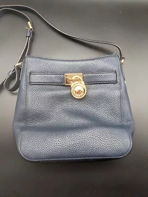 Michael Kors Leather Hamilton Traveler Crossbody Navy Blue Hand Bag • $39.99