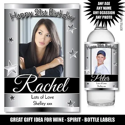 £3.29 • Buy Personalised Wine Gin Vodka Bottle PHOTO Label 18th 21st 30th Birthday Gift 165
