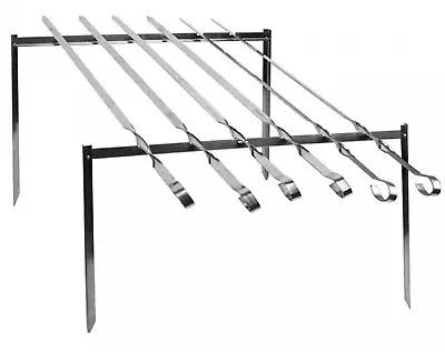 Portable Stainless Steel Barbecue Stand With 6 Carbon Steel Skewers 20x13  • $24.95