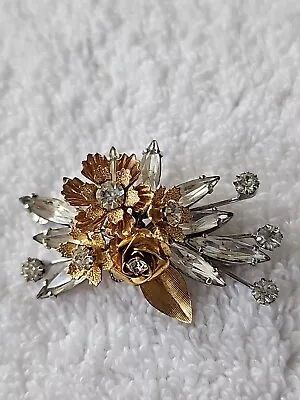 Vendome Vintage Flower Cluster Clear Gem Pin Preowned • $75