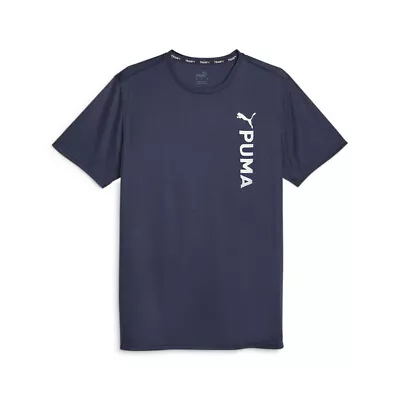 Puma Fit Poly Logo Crew Neck Short Sleeve T-Shirt Mens Blue Casual Tops 52384306 • $12.99