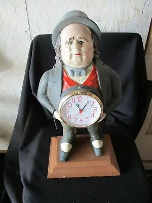 CAST IRON  John Bull  Figure W/Kinlis Clock Insert ~ Repro W/Non-Moving Eyes • $49.99