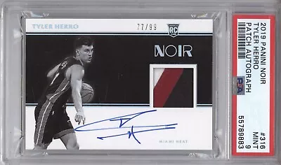 Tyler Herro Psa 9 2019 Panini Noir #316 Rookie Patch Auto 77/99 Heat Rpa Rc • $66