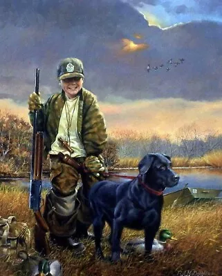 R.J.McDonald S/N BOY HUNTING PRINT-Eager To Go 18 X 22.5 • $195