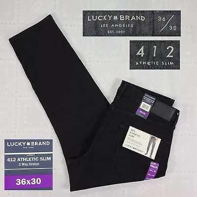 Lucky Brand 412 Athletic Slim Fit Stretch Black Jeans 36x30 New With Tags NWT • $27